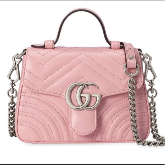 Gucci Handbags - Gucci Pastel Pink Mini Marmont Tote